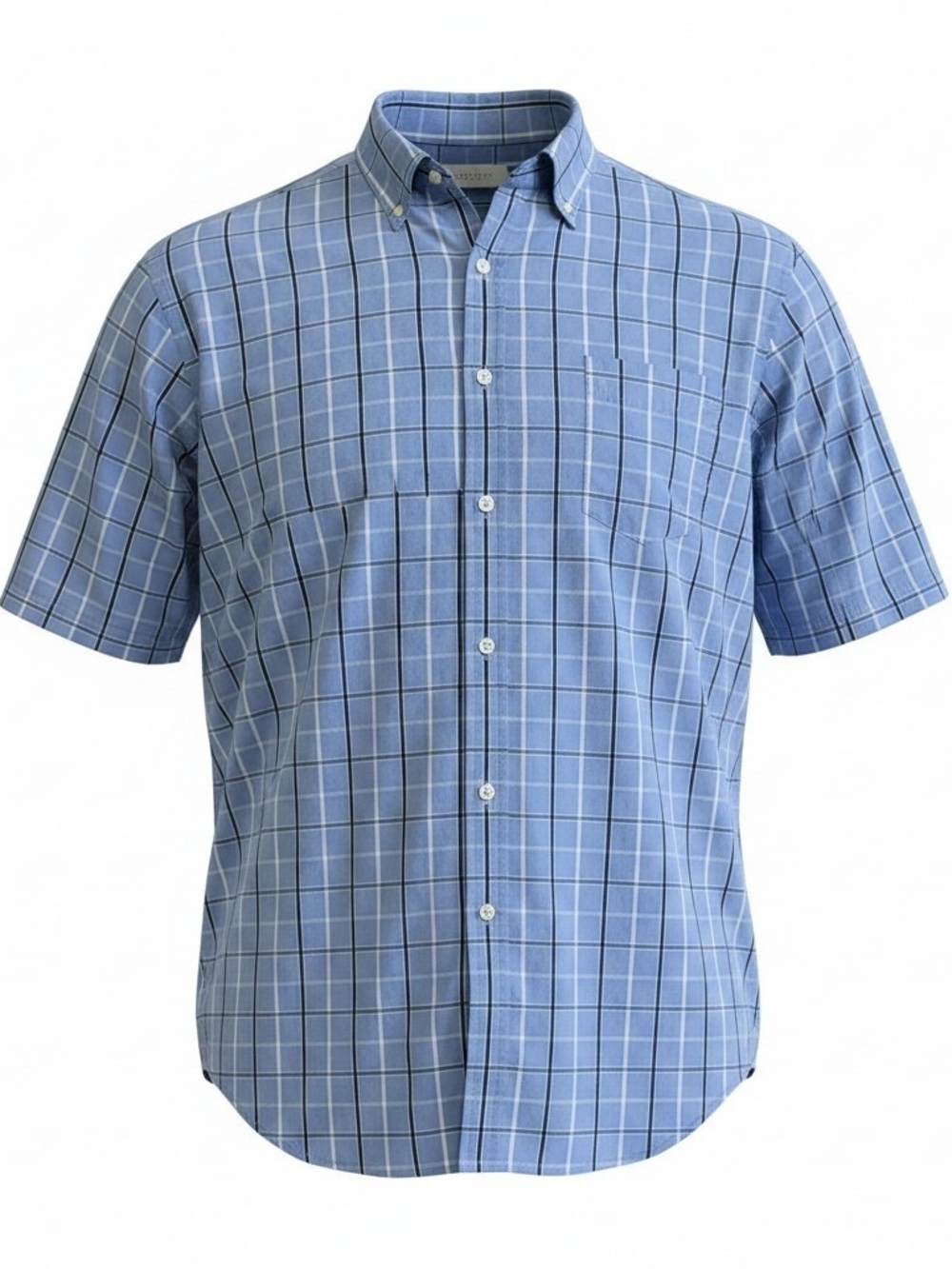 ​Croft & Barrow Mens XXL Blue Plaid Button Down Shirt Short Sleeve Casual Top
